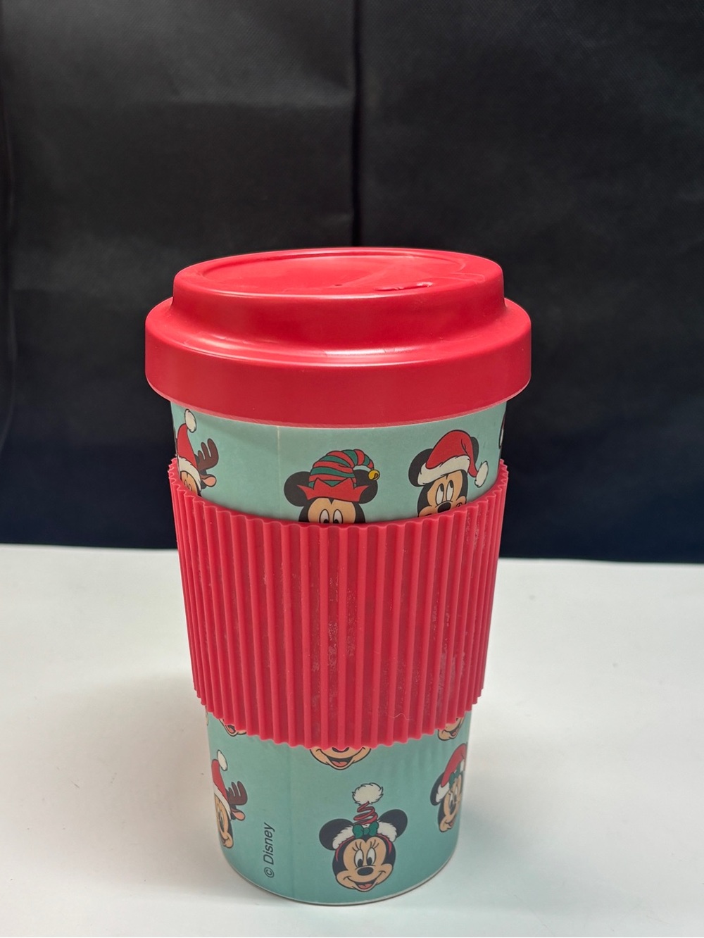 Disney Santa Mickey & Minnie Mouse Christmas Holiday Travel/To Go Reusable Mug
